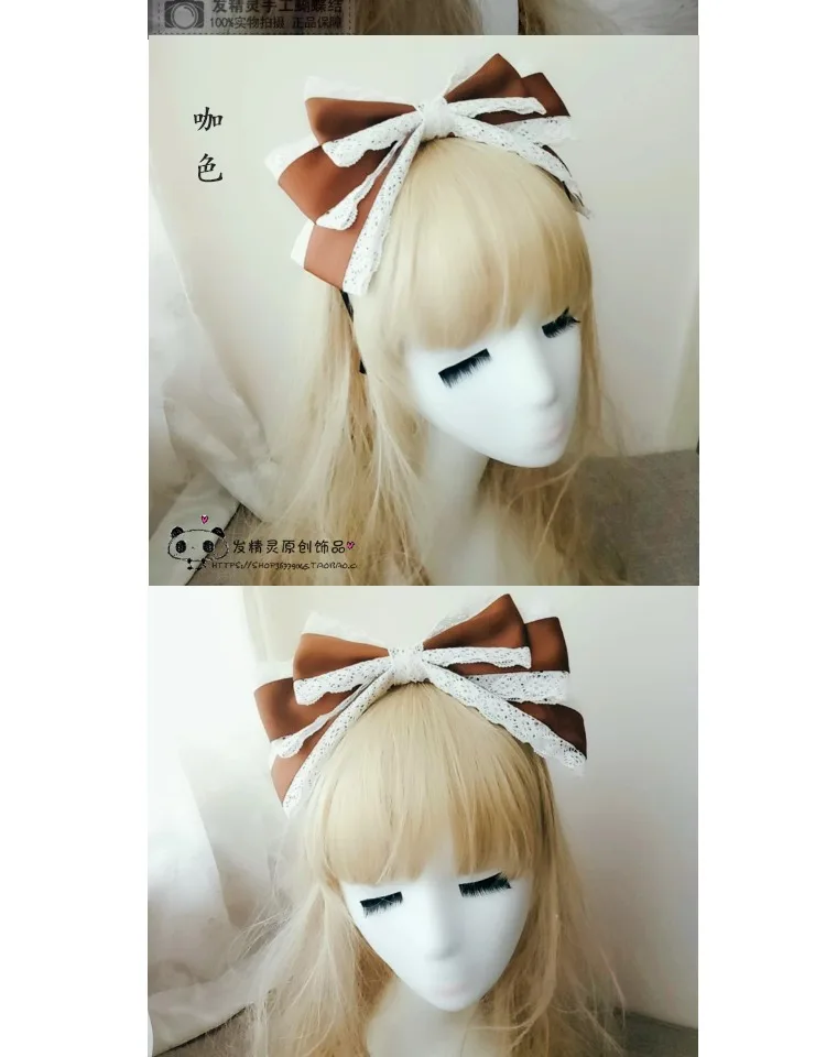 Лолита KC бант волосы "Лолита" Аксессуары повязка на голову кружева большой бант аксессуары для волос COS головные уборы