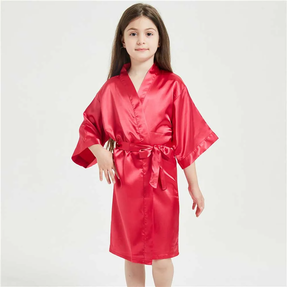 3-13 Years Satin Silk Children's Bathrobe for Girls child bathrobe kids robe
