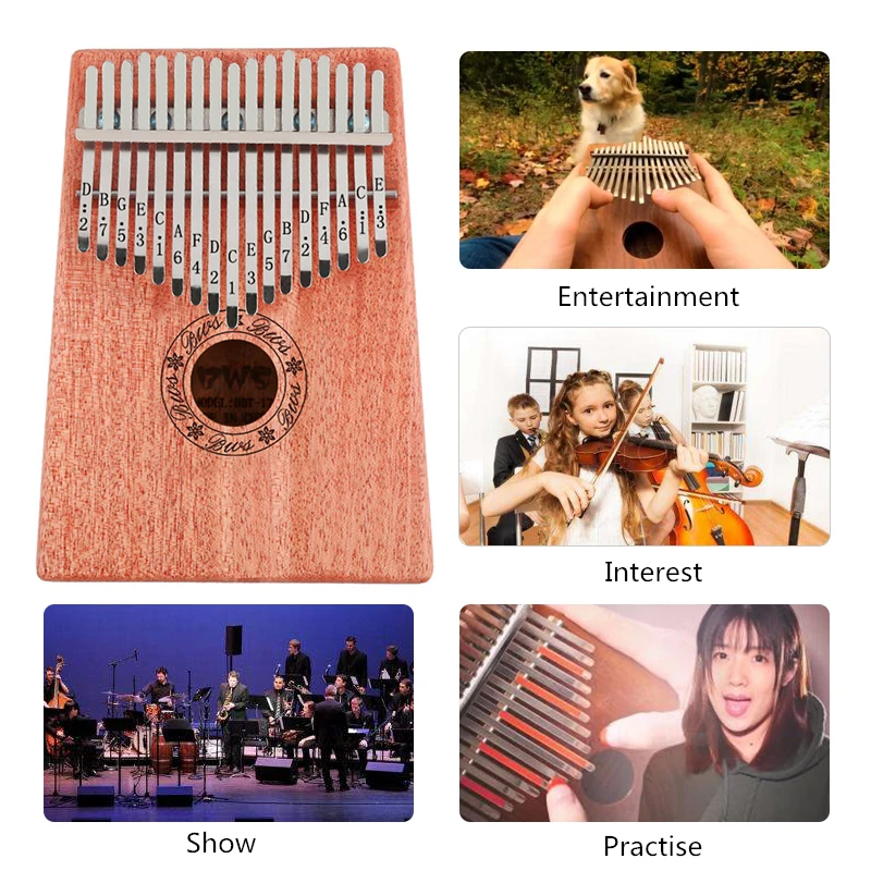 Mahogany 17 Keys Xylophone Thumb Piano African Wood Finger Orff Instruments Musical With Study Instruction Gift | Спорт и