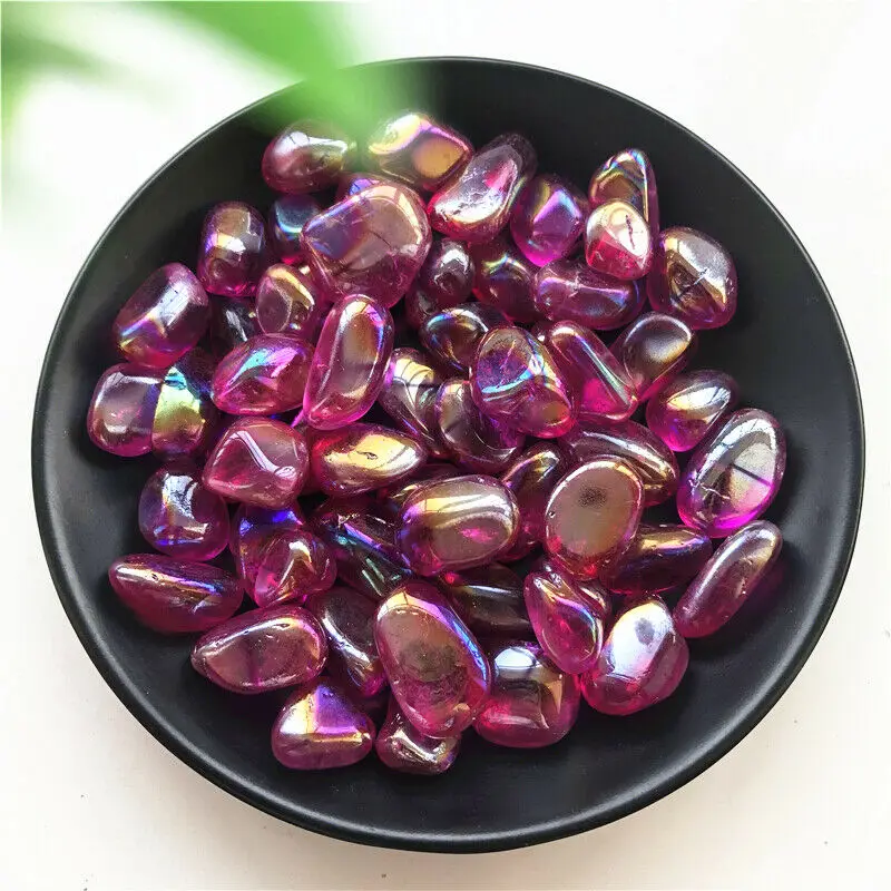 50 г фиолетовый аура кварцевые хрустальные галтованные камни с титановым покрытием хрустальные камни и минералы