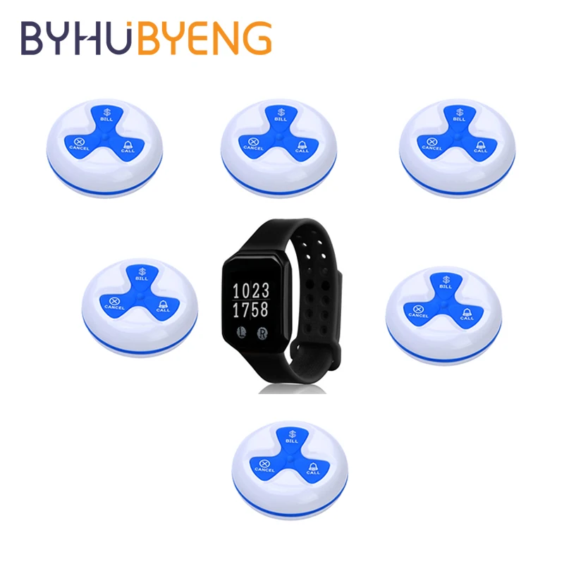 

BYHUBYENG Wireless Call System Charge Watch Pager Cheap Easy Operate Bell Wrist Restaurant Waiter Vibrating Table Shop Service