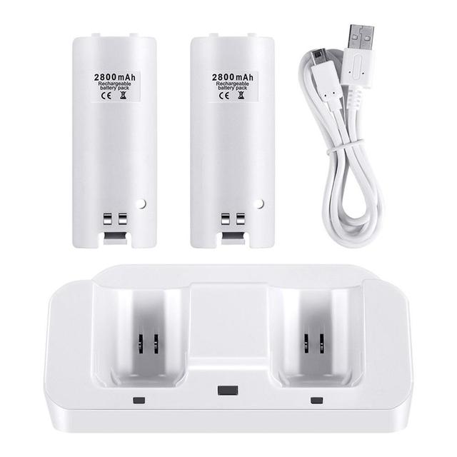 in 1 led remote control charging dock station + 2x2800mAh battery for wii u