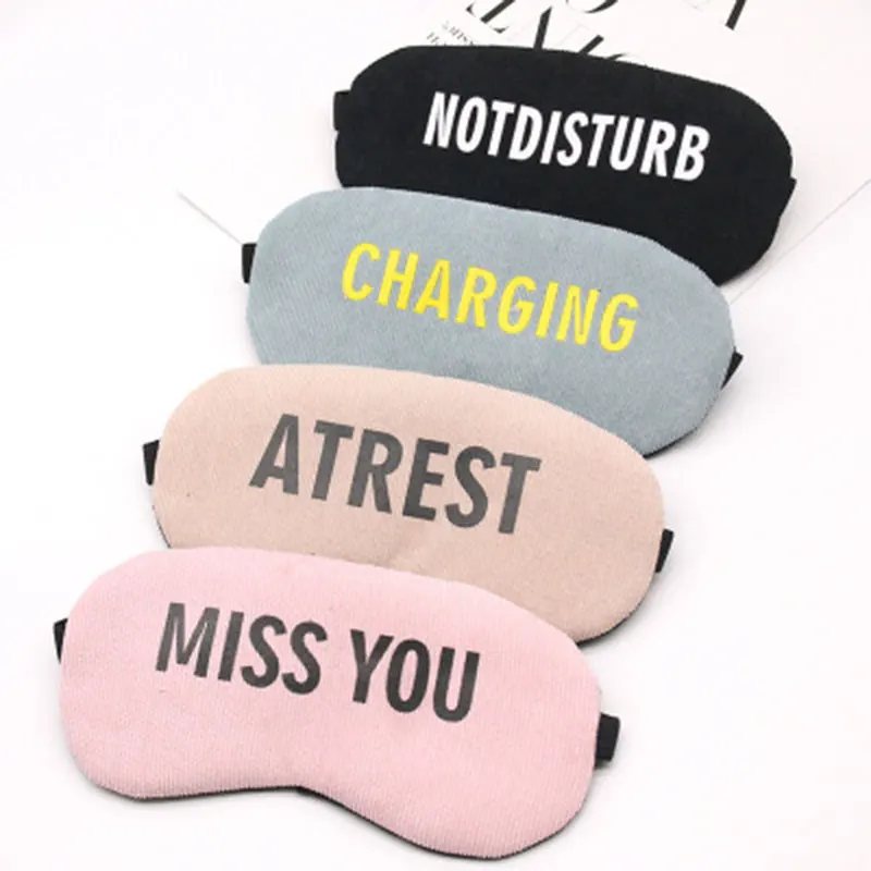 

New Simple Print Sleeping Eye Mask Cotton Eyeshade Cover Soft Portable Blindfold Travel Eyepatch No Ice Bag for Gift