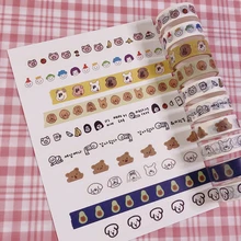 Ins Hot Cute Little Brown Bear And Paper Adhesive Tape 12 Models Kawaii Korea Washi Tape Hand Account Decorative Masking Tape