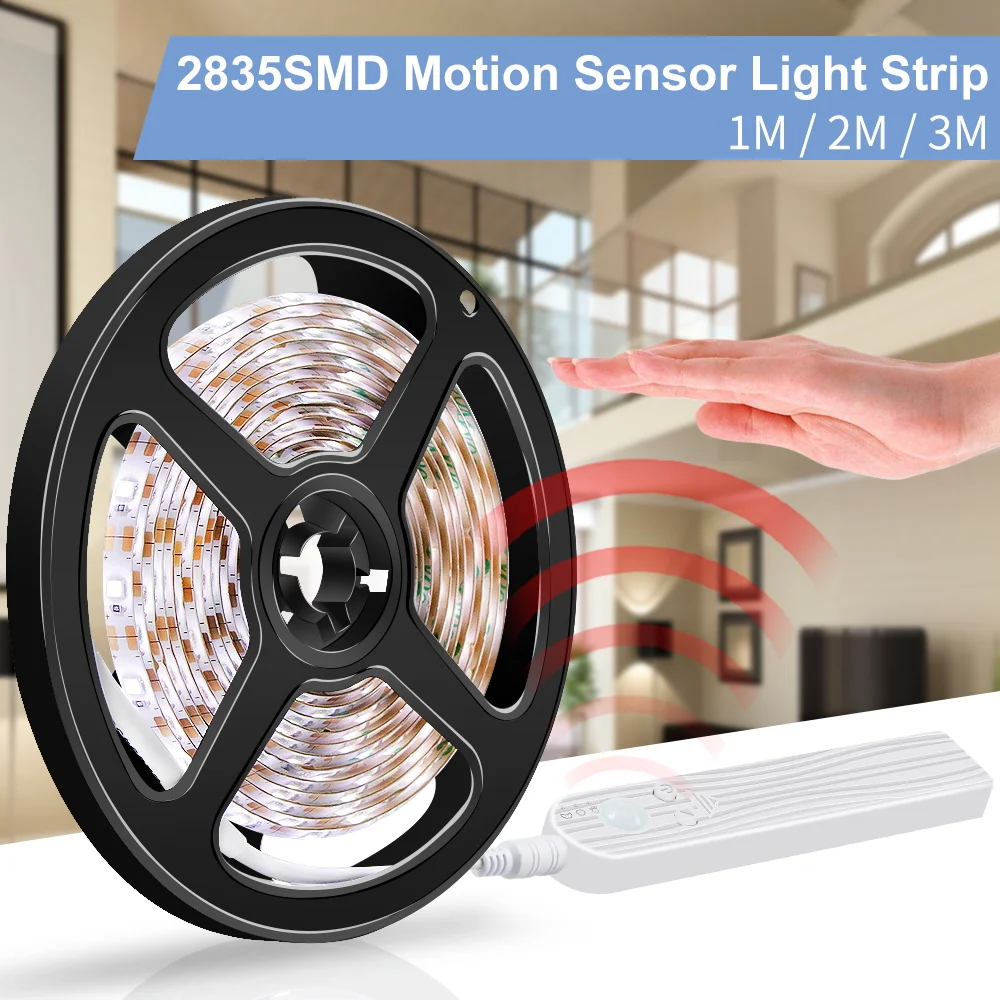 

USB 5V Wireless PIR Motion Sensor LED Strip Light Waterproof Flexible Tape USB Lamp Strip 1 2 3M Battery Power Ribbon 2835 SMD