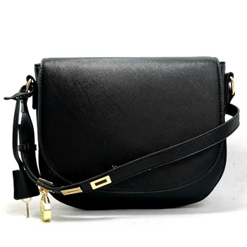 

New Style Ladies Shoulder Bag Cross Pattern Pu Leather Handbag Semicircle Small Wallet Ladies Solid Color Messenger Shoulder Bag