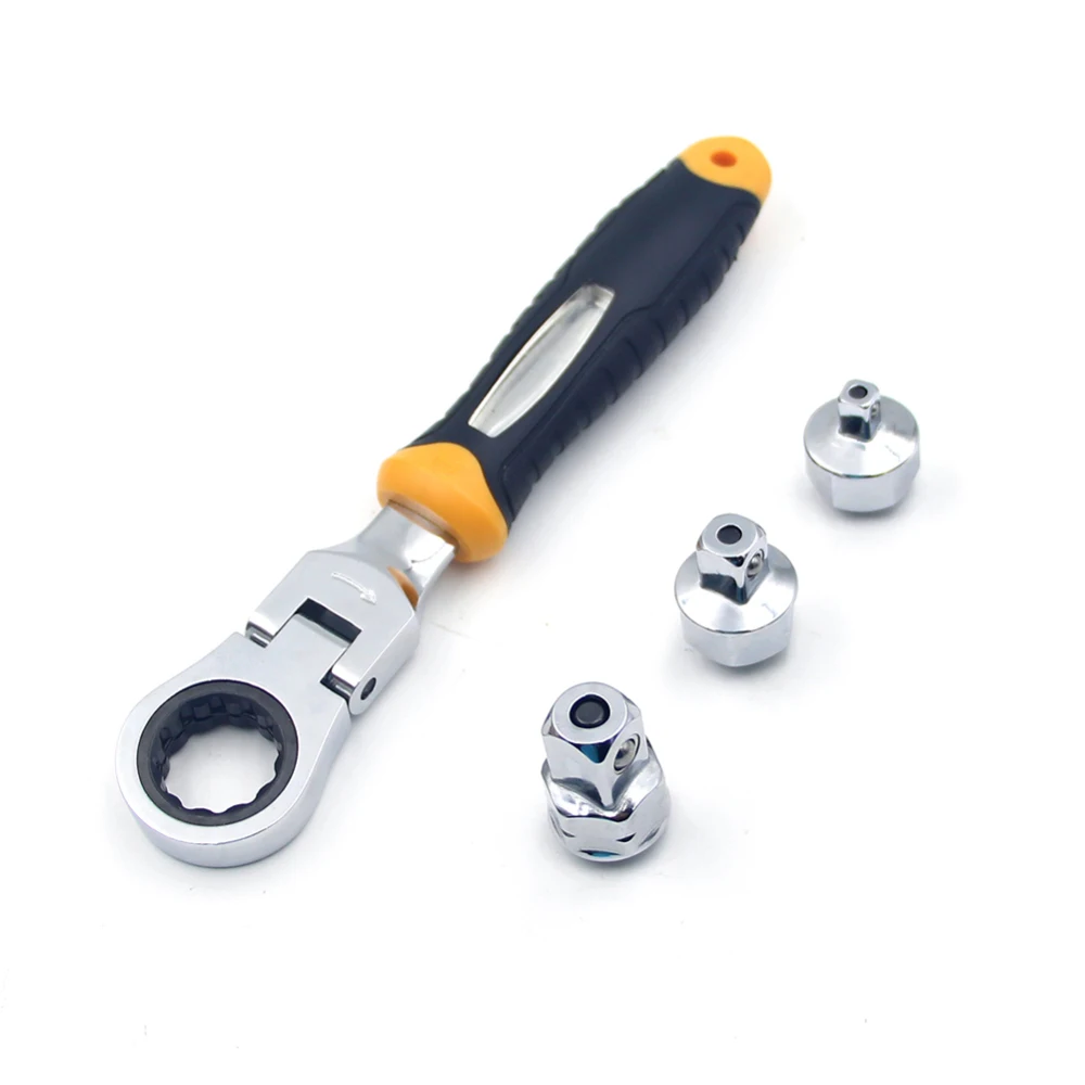 

3 in 1 Ratchet Wrench Quick Sleeve Connector Easy Disassembly Portable 180 Degree Flip High Carbon Steel Hand Tools Accessories