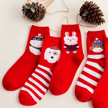 

Christmas Socks Cotton Sock Chrismas Xmas Winter Women Girls Print Cartoon Red Mid Tube Socks Calcetines Mujer Funny Socks Women