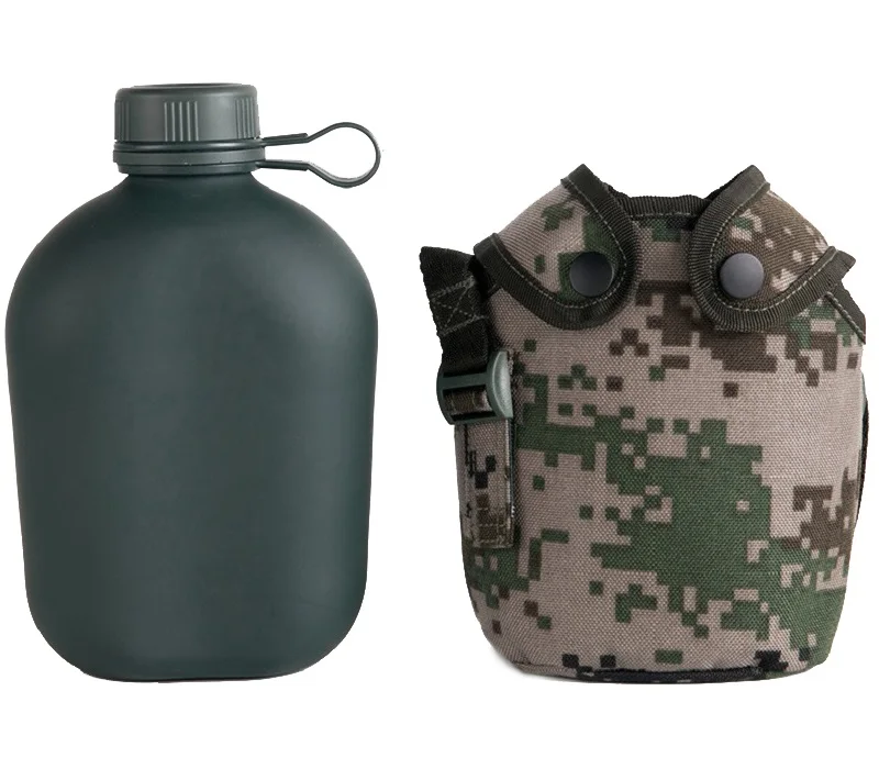 1Л бутылка для воды для спорта на открытом воздухе Военная походная бутылка для воды с мешочком столовая бутылка Кемпинг Туризм Выживание питьевой чайник - Цвет: Digital Camo