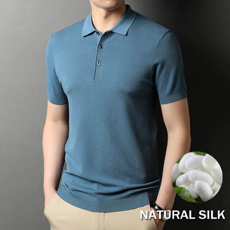 Silk And Viscose Blended Polo Shirt Men 