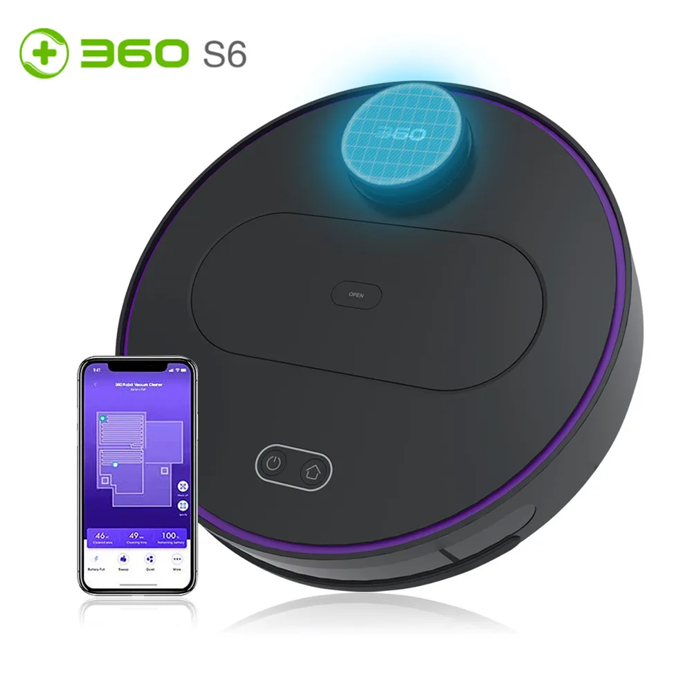 

360 S6 Robotic Vacuum Cleaner Automatic Remote Control Cleaning Robot Smart LDS lidar Sweeping Robot for Home Sterilizer Cleaner