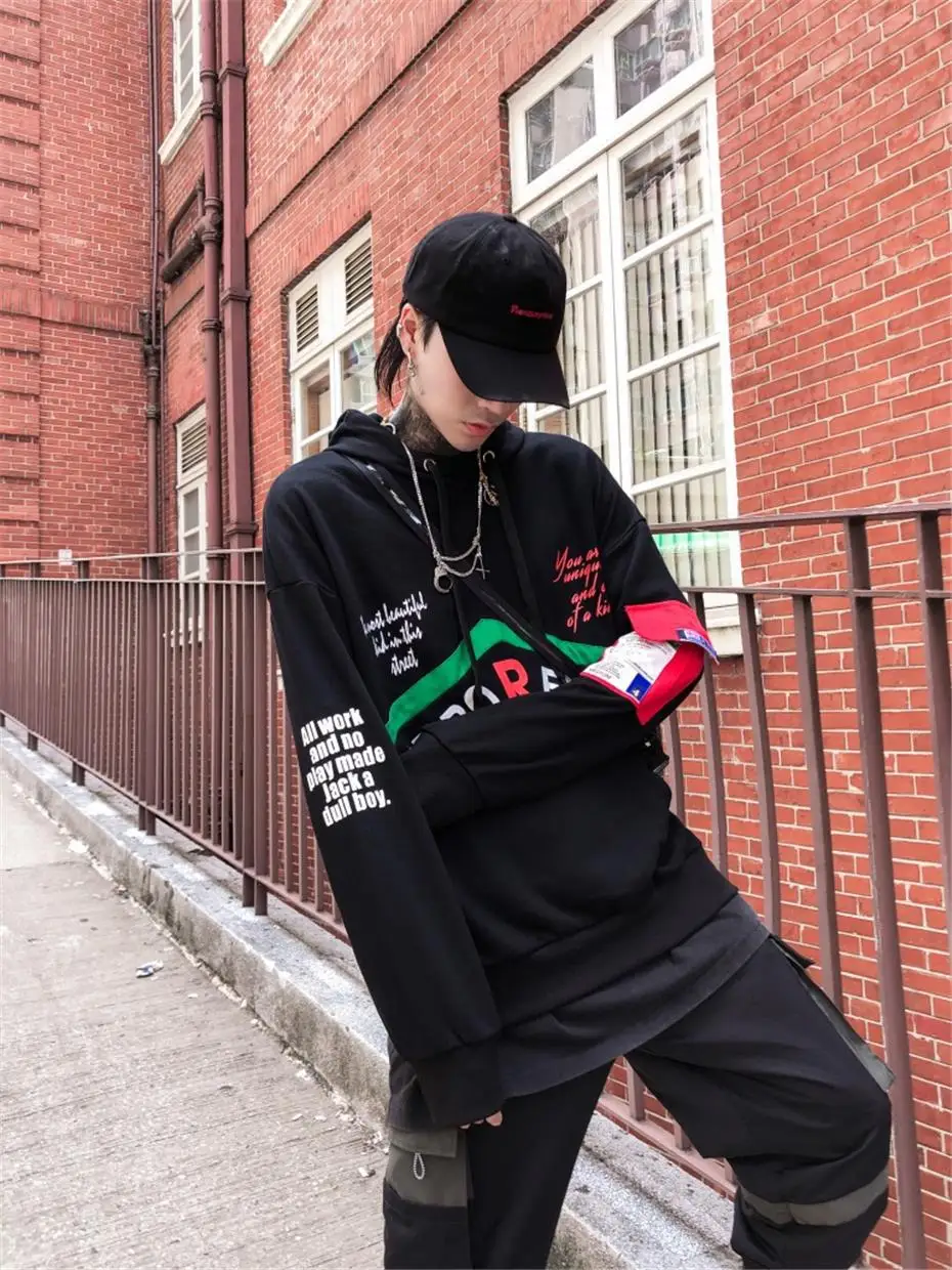Harajuku толстовка с капюшоном для мужчин хип хоп креативный пуловер, худи с принтом Уличная Повседневная модная одежда для мужчин осень WG586