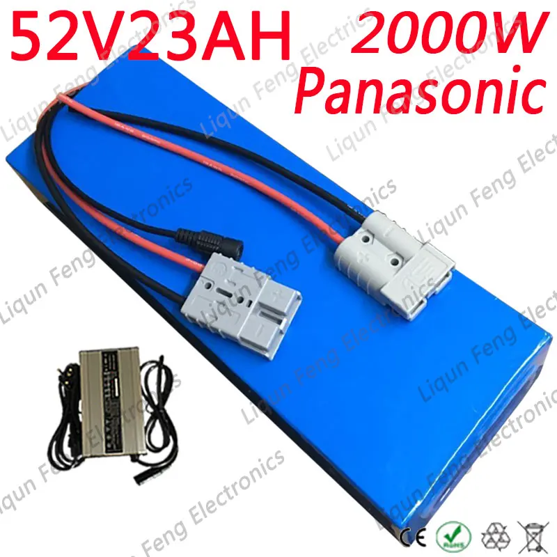 52V 1000W 1500W 2000W Аккумулятор 52v электрический велосипед батарея 52V 23AH литий-ионный аккумулятор использовать телефон panasonic с 5А зарядным устройством