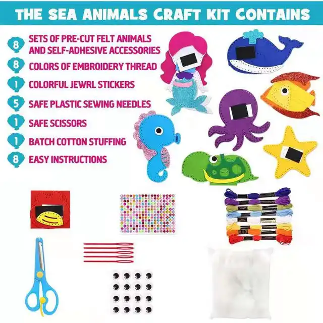 Woodland Animals Craft Kit Forest Creatures DIY Sewing Felt Plush Animals For Kids Beginners Educational Sewing Set Kids Art Toy 5