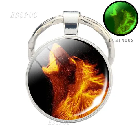 In The Dark Wolf Keychain Luminous Wolf Head Key Chains Howling Wolf Keyring Wolf Jewelry Gifts for Him for Boyfriend