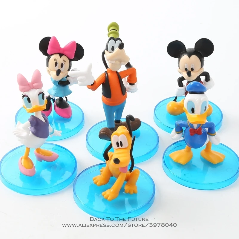 Tanie Disney Mickey Mouse Minnie 6 sztuk zestaw 6 8cm figurka postawa Anime dekoracja kolekcja figurka zabawka model dla dzieci prezent