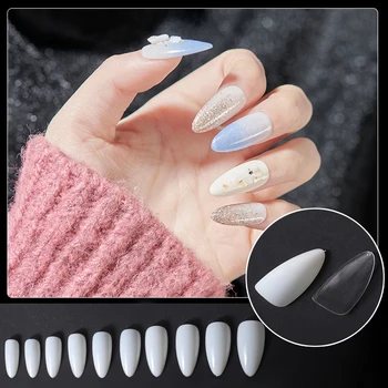 

500pcs box Almond Fake Nail Artificial Press on Long Ballerina Clear Natural False Coffin Nails Art Tips Full Cover Jewelry Box