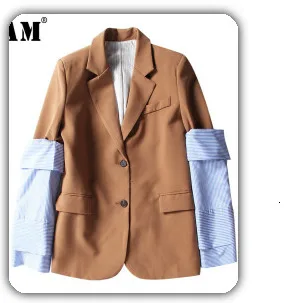 [EAM] Loose Fit Beieg Long Split Big Size Woolen Coat Parkas New Long Sleeve Women Fashion Tide Spring Autumn 2020 19A-a736