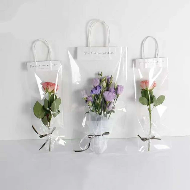 Custom Logo PVC Thickened Flower Floral Handbag Clear Transparent