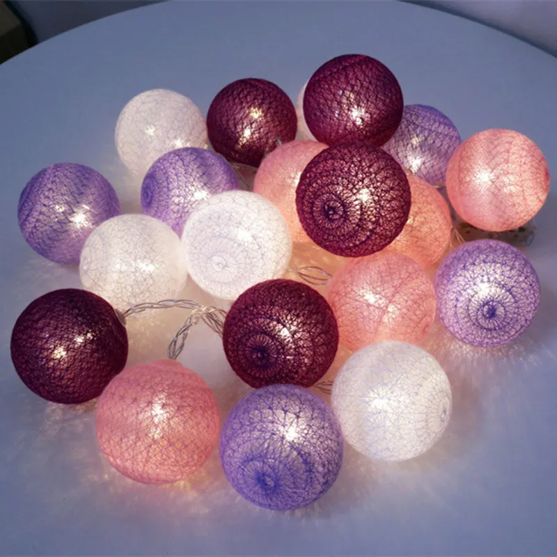 QYJSD LED Cotton Garland Balls String Light Christmas Tree Wedding Birthday Bedroom Babybed Decoration Fairy Lights Accessories