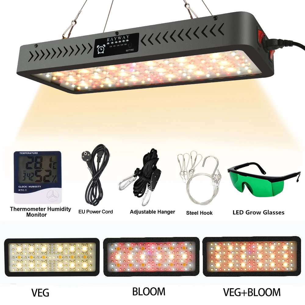 

Double Switch LED Grow Light COB 1200W 2400W 3600W VEG Bloom Modes Full Spectrum Plants Lamp for Indoor Greenhouse Tent