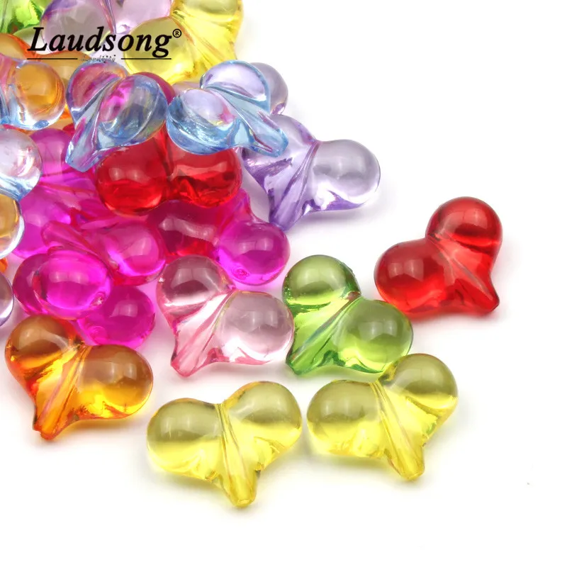 

20PCS 17X22MM Mixed Color Acrylic Material Love Shape Beads For Decorative Accessories Handmade Jewelry Beading