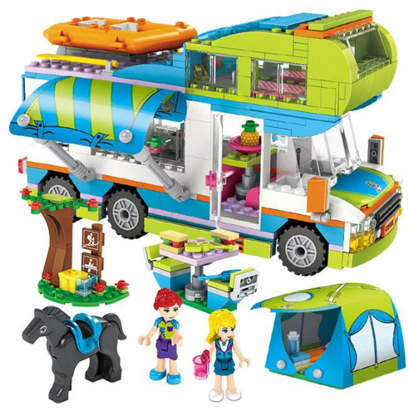 Tanie 534 sztuk Legoinglys miasto wycieczka Camper autobus samochód dziewczyny figurki klocki przyjaciele cegły zabawki edukacyjne dla dziewczyn prezent