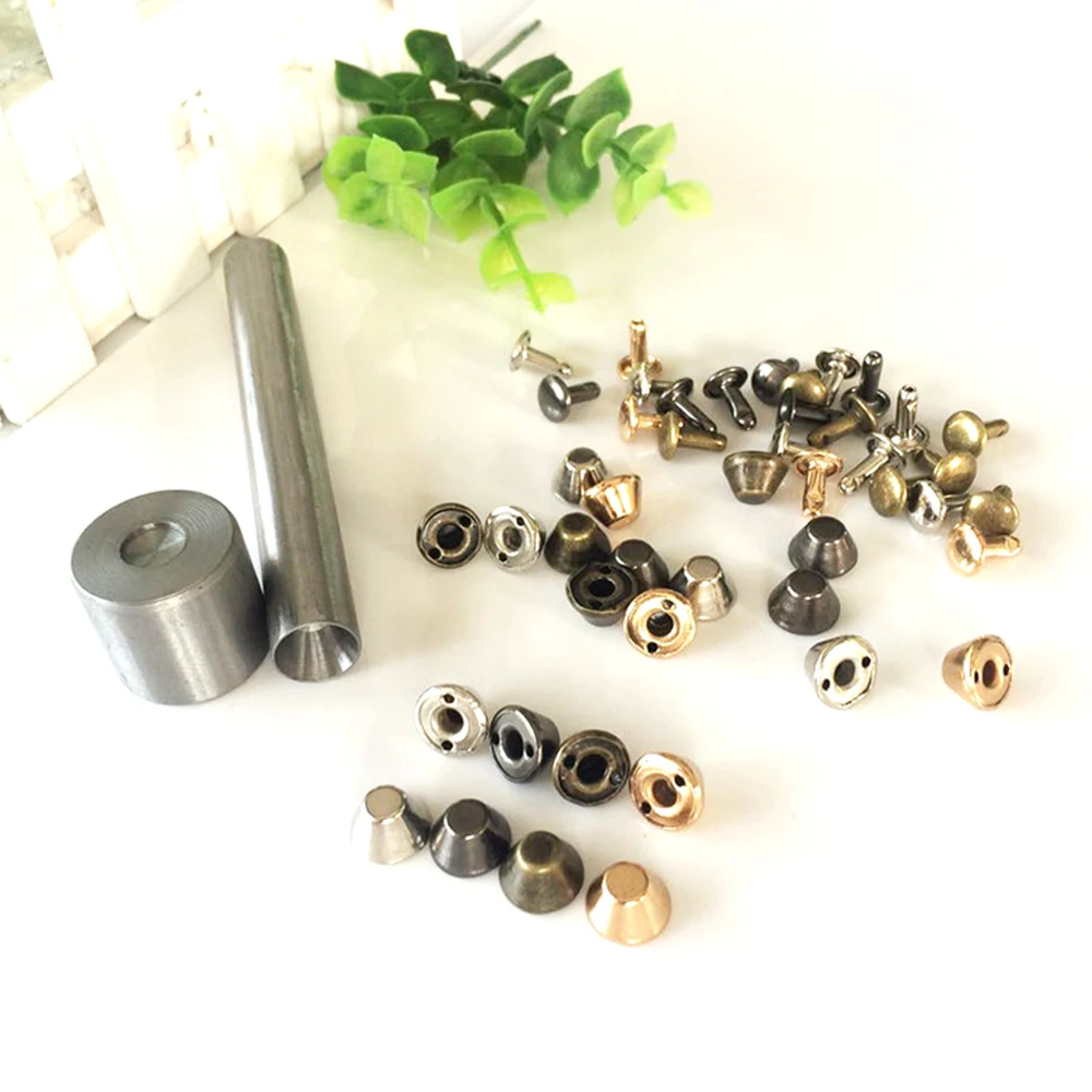 Diy8/10/12mm double-sided copper flat head bucket nails with installation tools Spot mixed color bucket hit nails rivet tools