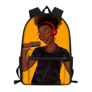 

HYCOOL Women Laptop Backpack Black African Girl Printing Kids Casual School Bag Student School Book Bag Schoolbag Girls Rucksack