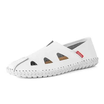 

New Men's Casual Shoes Genuine Leather Shoes Lightweight Comfortable Mens Loafers Summer Breathable Slip-on Driving Shoes 38-48
