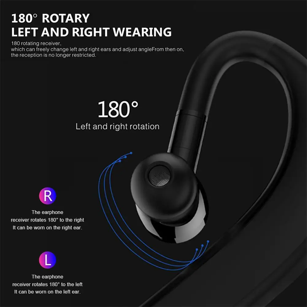 180 Rotating Noise Reduction Wireless Earphones Over Ear Bluetooth Stereo Driving Headset with Mic for Android iOS iPhone