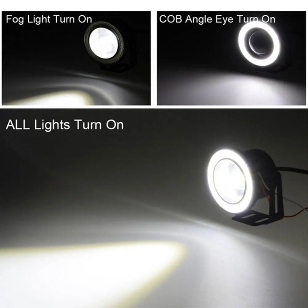2pcs Angel Eyes Fog Light Projector LED Angel Eye Fog Lamp Durable Car 3 Inches Fog Light