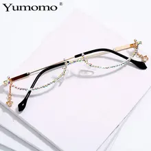 Модные очки, сплав, оправа для женщин, звезда, капля, без линзы, цепь, подвеска, украшение, половинная оправа, Роскошные Алмазные очки