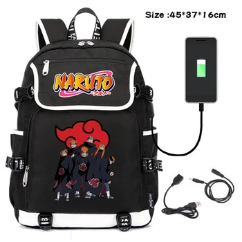 

Anime Canvas Backpack Naruto Cosplay Shoulder Bag teens school bag Laptop Bag Men Women USB Charging computer Travel backpack