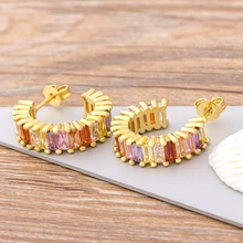 Новинка; Модные Изящные милые сережки в форме Фианит, циркон, кристалл круглые серьги-гвоздики в виде радуги Цвет романтические серьги с надписью Love для Для женщин подарок для девочек