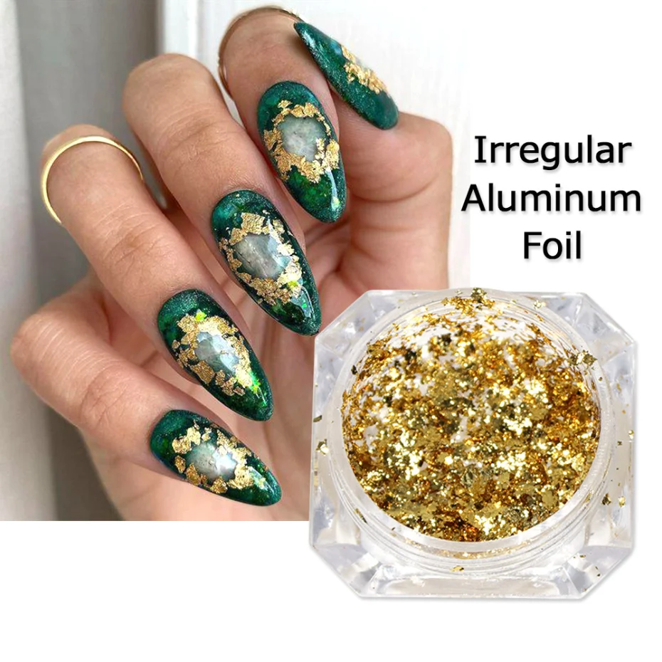 Nail Glitter Aluminum Foils 3D Flake Sticker Gel Polish Foil Paper Thin Sequins DIY Manicure Nail Decor Tools LA1858-1 1 Box