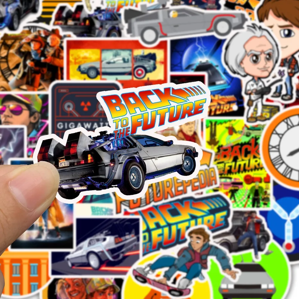 50Pcs Movie Back To The Future Stickers Pack for On The Laptop Fridge Phone Skateboard Travel Suitcase Sticker