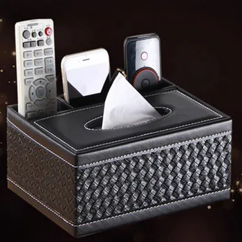 

Creative Tissue Box Desktop Rectangle PU Leather Storage Box Household Plastic Dust-proof With Lid Tissue Box For Home Decor HR