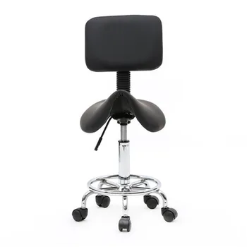 

Saddle Shape Adjustable Salon Stool with Back Black