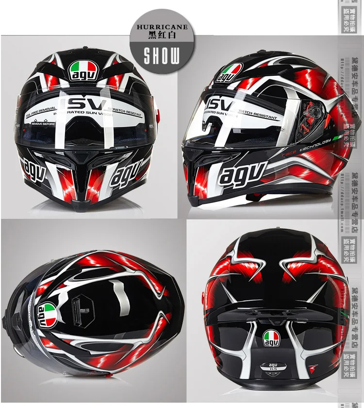 Итальянский AGV K5 мотоциклетный шлем, полностью закрывающий лицо мотоциклетный гоночный шлем двойной линзы, камера на шлем