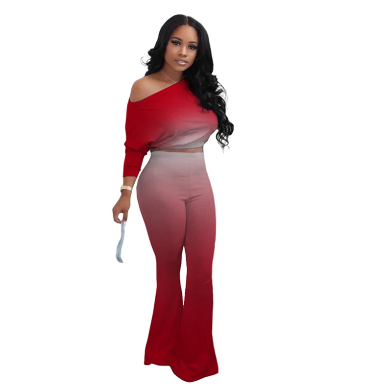 

New Arrival Womens Fashion Casual Gradient Two Piece Set