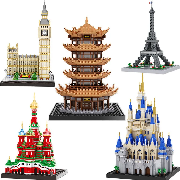 

Balody Small Particles Building Blocks 1606 Yellow Crane Tower 16075 Tiantan 16091 Statue Architecture Splicing Toys