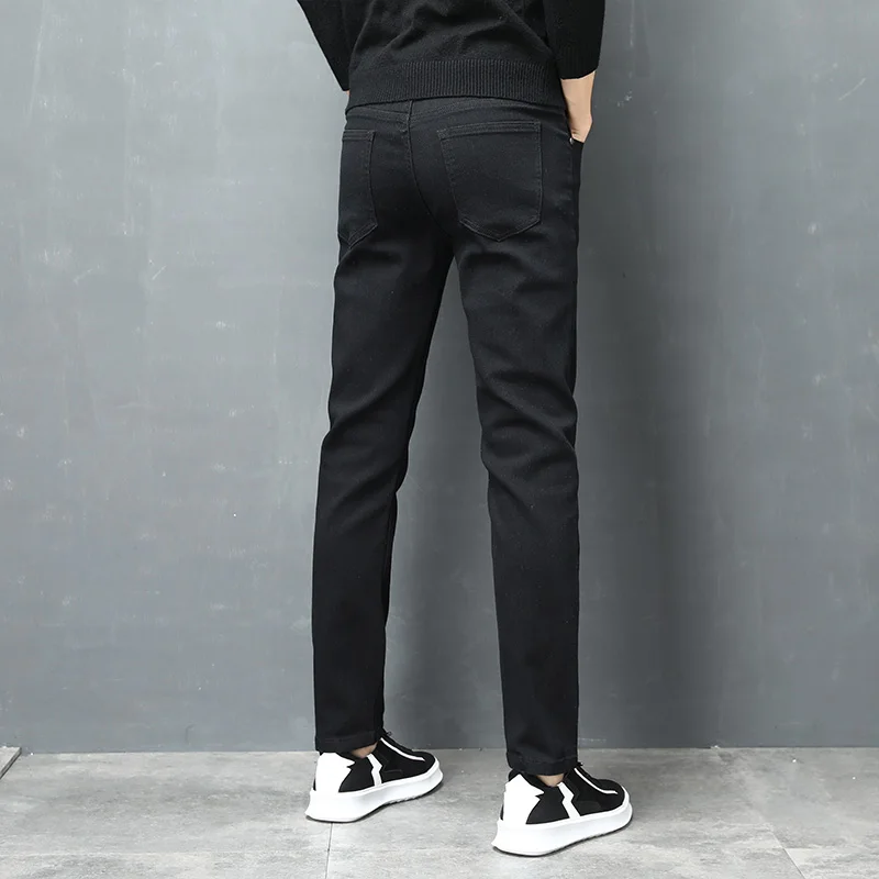 Tanie Dżinsy męskie jeansy męskie dopasowane obcisłe spodnie klasyczne dżinsy designerskie spodnie Casual Skinny proste jesienne Streetwear MOOWNUC