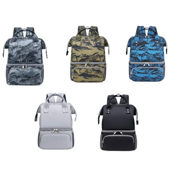 

Multifunction Babay Diaper Backpack Storage Breast Milk Bottle Bag Double Layer with Cooler for Work Mom Daddy Casual Rucksack