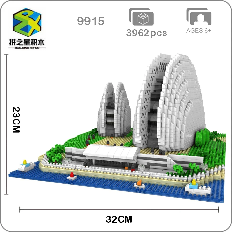 

BS 9915 World Famous Architecture Zhuhai Shell Opera House 3D Model Diamond Mini Building Small Blocks Toy for Children no Box