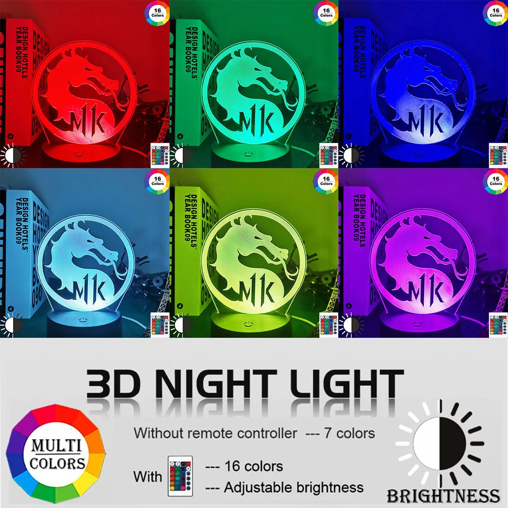 red night light Console Game Mortal Kombat 11 Logo Kids Night Light Led Touch Sensor Color Changing Nightlight for Child Bedroom Decor Lamp Gift hatch night light