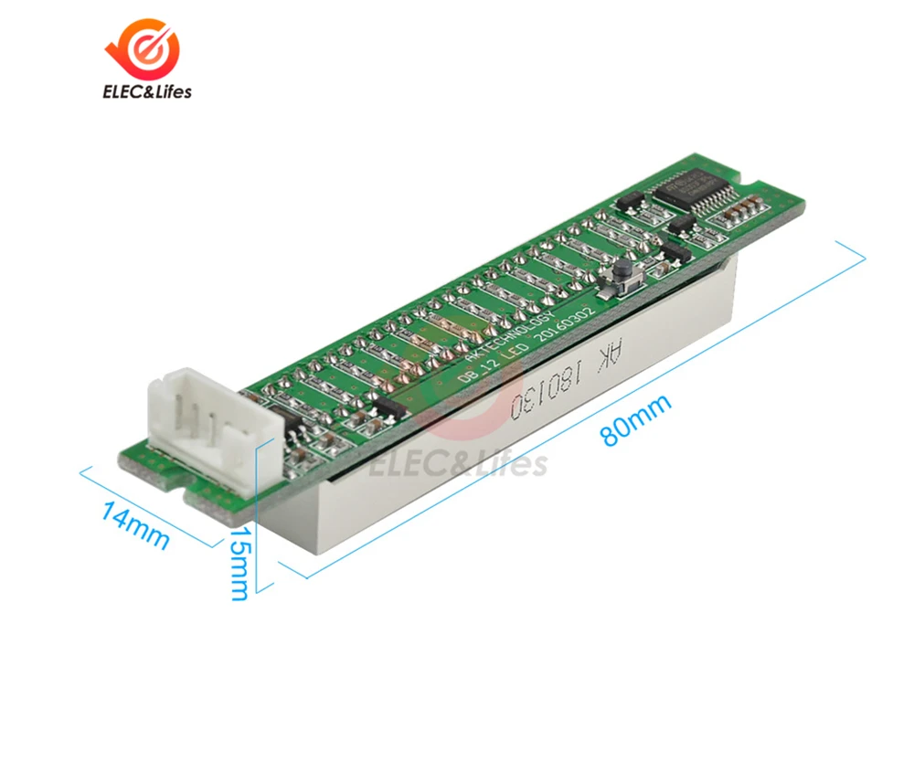 Mini Dual 12-bit LED Music Level Indicator Module Adjustable Audio VU Level Indicator Meter AGC Stereo Amplifier Board DIY Kit
