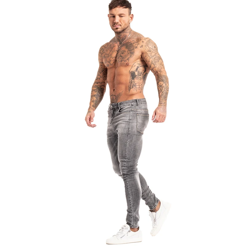 GINGTTO Brand Jeans Men Homme Slim Fit Super Skinny Jeans for Men Hip Hop Ankle Tight Cut Closely To Body Big Size Stretch zm129