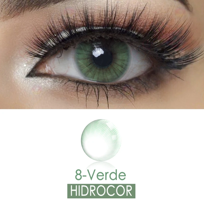 8-Verde 2 шт./пара Hidrocor глаз Цвет объектив Цветной контактные линзы+ кейс для контактных линз ежегодно естественный макияж глаз мягкие контактные линзы - Цвет: 8-Verde
