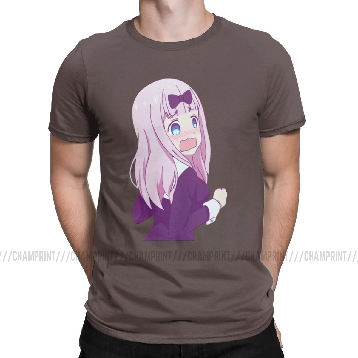 Fujiwara Chika condressed дизайнерские футболки для мужчин, потрясающая футболка, аниме Kaguya-sama Love Is War Fujiwara, футболка, летние топы - Цвет: Коричневый